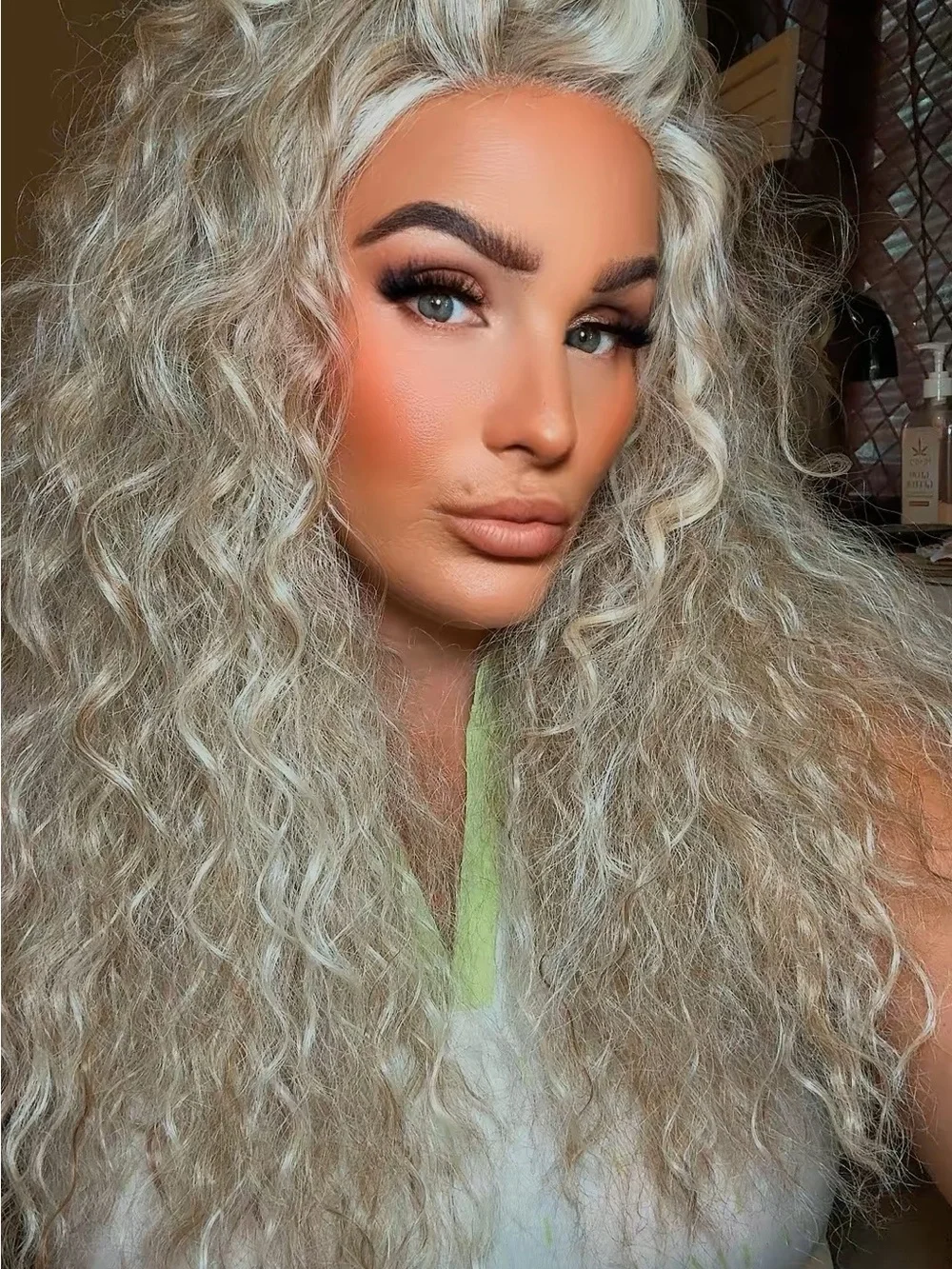Platinum Blonde Curly Women's Wig - Voluminous Texture